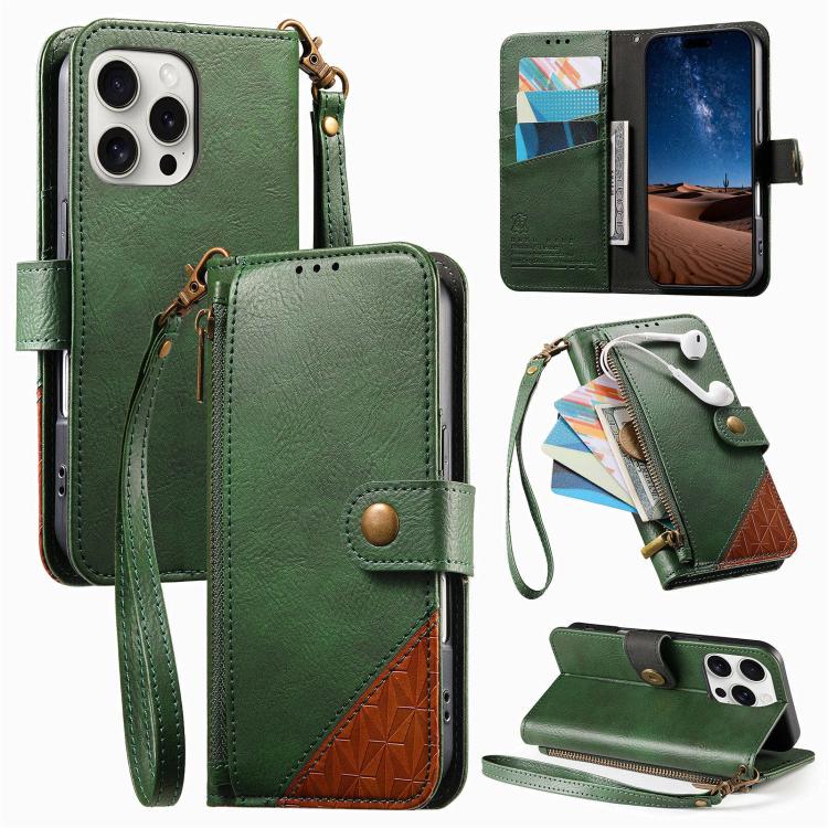 Coque de téléphone en cuir végétalien avec portefeuille à fermeture éclair et sangle, pour iPhone 15 Pro Max, pour iPhone 15 Pro, pour iPhone 15 Plus, pour iPhone 15