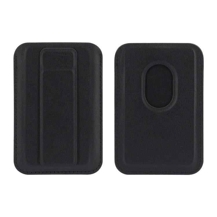 Porte-cartes magnétique ultra-fin en cuir végan avec support