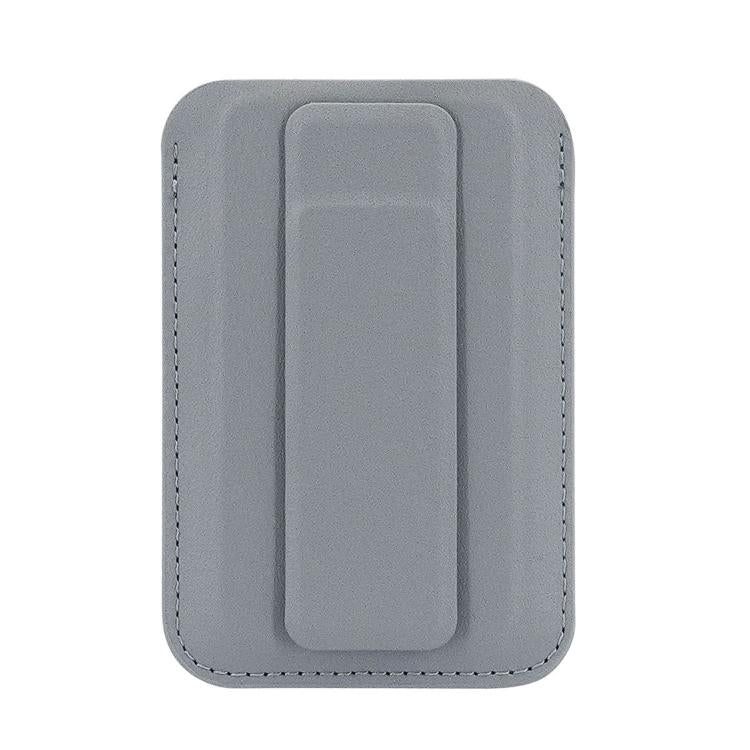 Porte-cartes magnétique ultra-fin en cuir végan avec support
