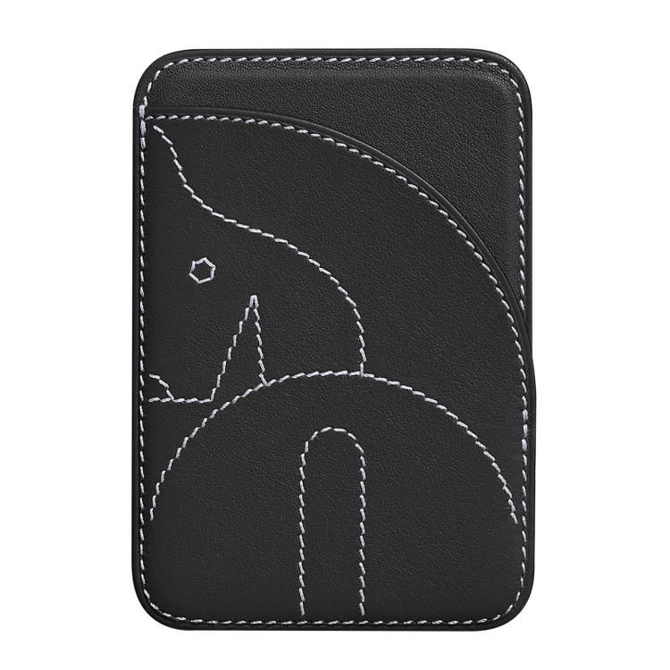 Porte-cartes magnétique brodé en cuir véritable