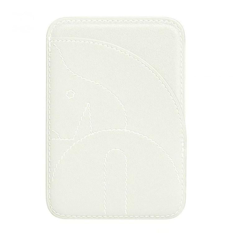 Porte-cartes magnétique brodé en cuir véritable