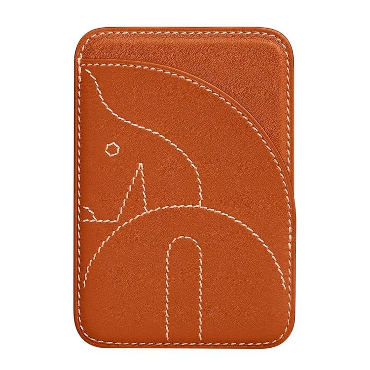 Porte-cartes magnétique brodé en cuir véritable