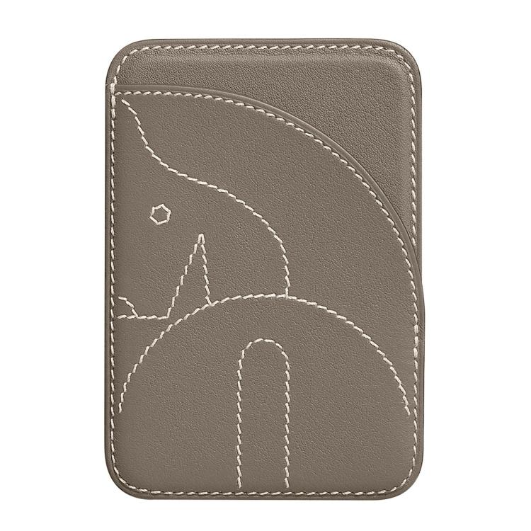 Porte-cartes magnétique brodé en cuir véritable