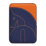 Porte-cartes magnétique brodé en cuir véritable
