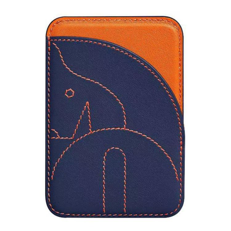 Porte-cartes magnétique brodé en cuir véritable