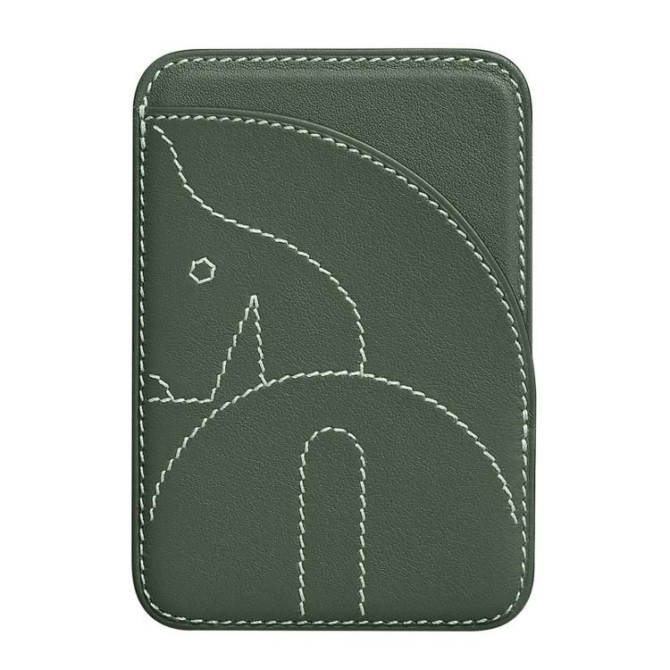 Porte-cartes magnétique brodé en cuir véritable