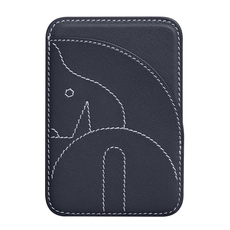 Porte-cartes magnétique brodé en cuir véritable