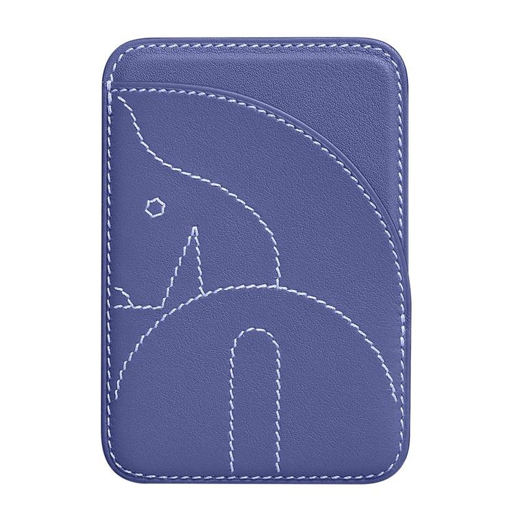 Porte-cartes magnétique brodé en cuir véritable