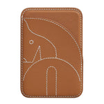 Porte-cartes magnétique brodé en cuir véritable