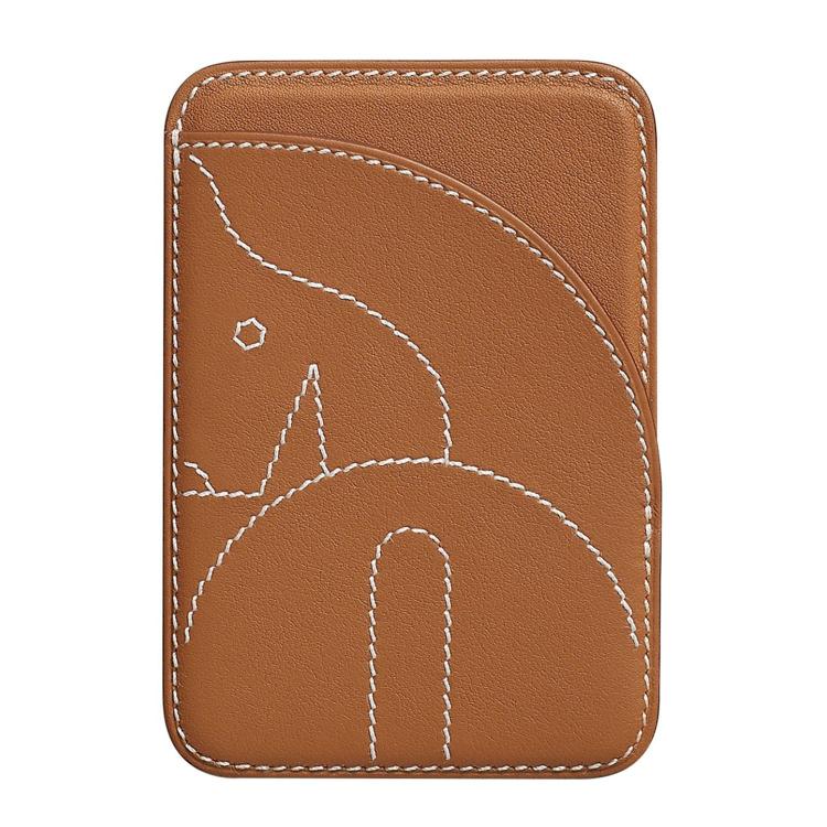 Porte-cartes magnétique brodé en cuir véritable