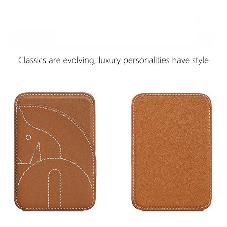 Porte-cartes magnétique brodé en cuir véritable