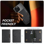 Porte-cartes magnétique pliable en cuir végétalien