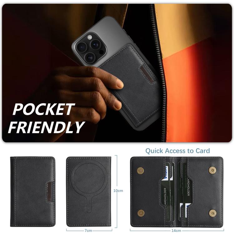 Porte-cartes magnétique pliable en cuir végétalien