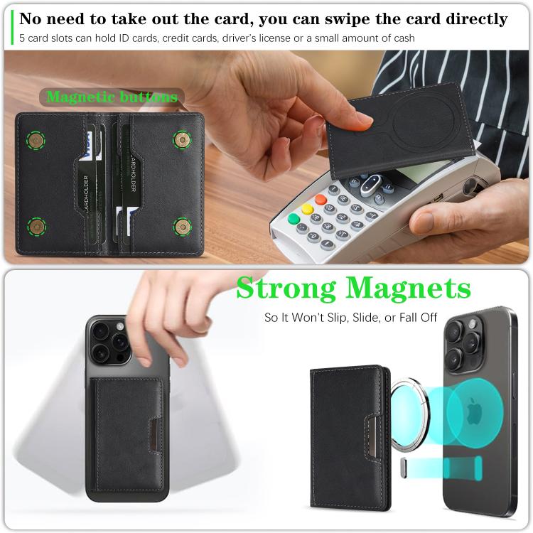 Porte-cartes magnétique pliable en cuir végétalien
