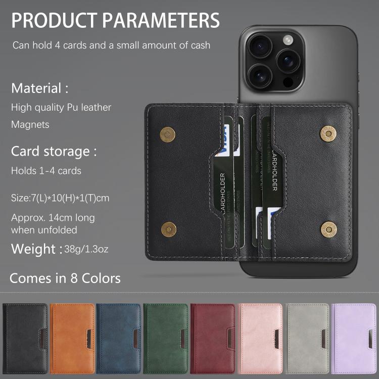 Porte-cartes magnétique pliable en cuir végétalien