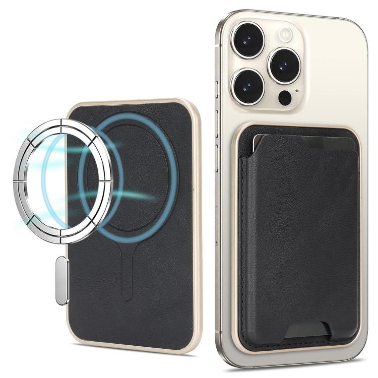 Porte-cartes en cuir vegan magnétique ultra-fin avec bords dorés
