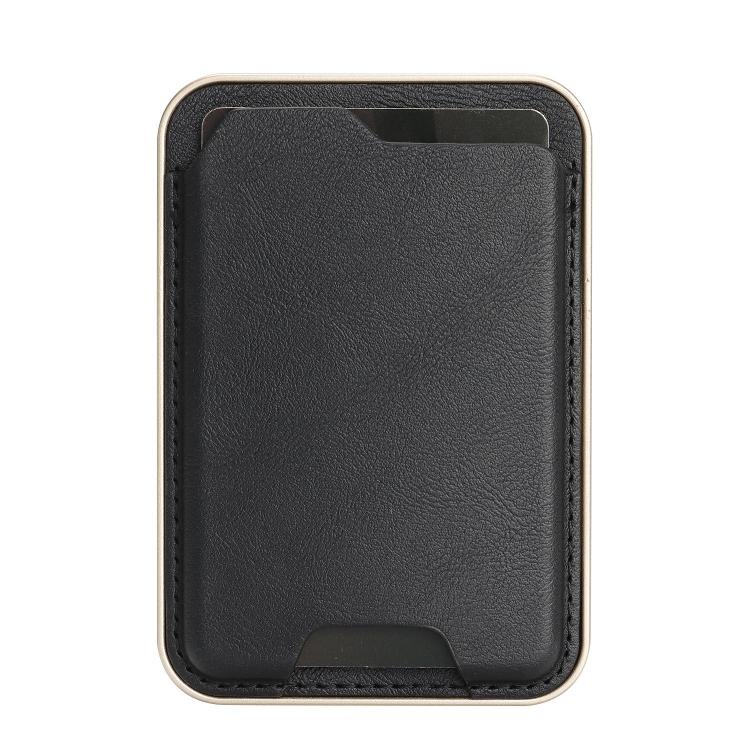 Porte-cartes en cuir vegan magnétique ultra-fin avec bords dorés