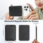 Porte-cartes en cuir vegan magnétique ultra-fin avec bords dorés