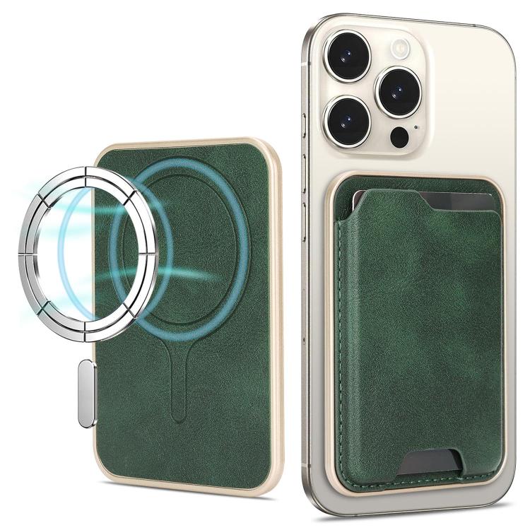 Porte-cartes en cuir vegan magnétique ultra-fin avec bords dorés