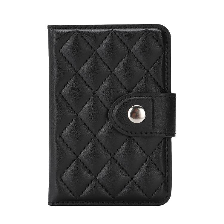 Pochette porte-cartes en cuir végétalien magnétique à motif losanges