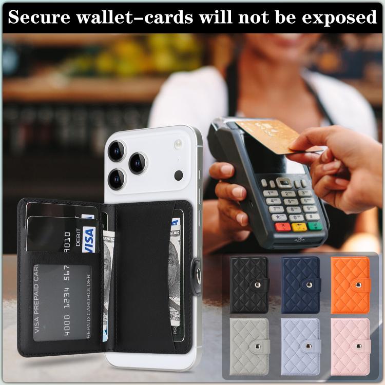Pochette porte-cartes en cuir végétalien magnétique à motif losanges