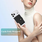Pochette porte-cartes en cuir végétalien magnétique à motif losanges