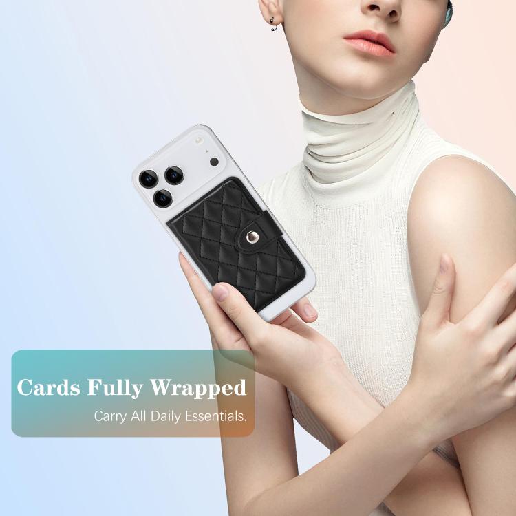 Pochette porte-cartes en cuir végétalien magnétique à motif losanges