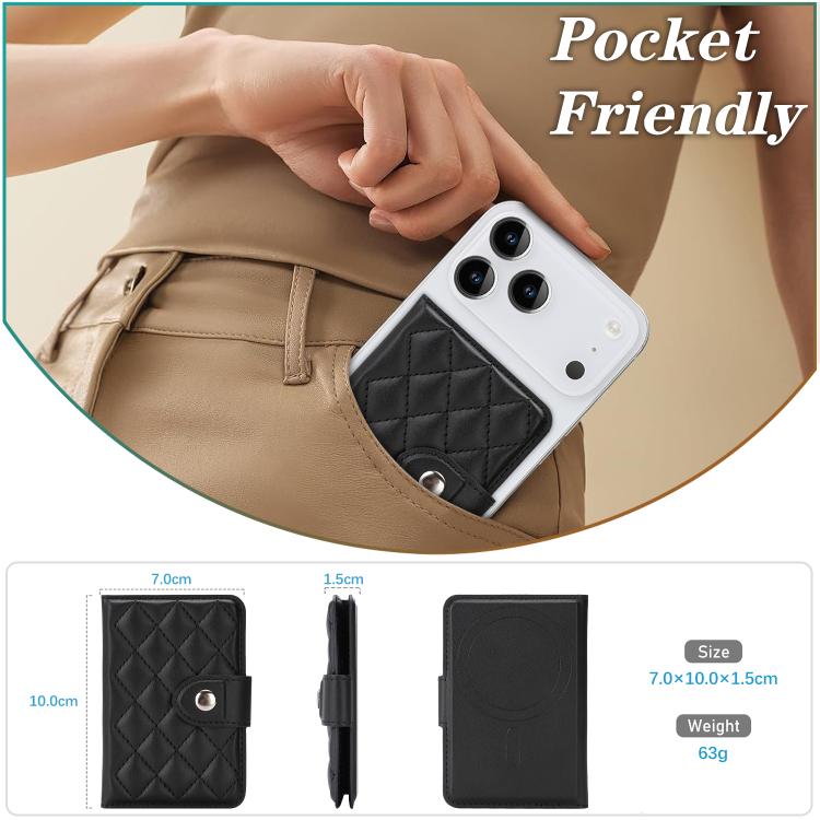 Pochette porte-cartes en cuir végétalien magnétique à motif losanges