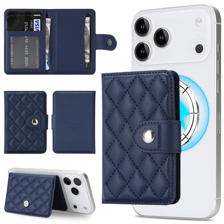 Pochette porte-cartes en cuir végétalien magnétique à motif losanges