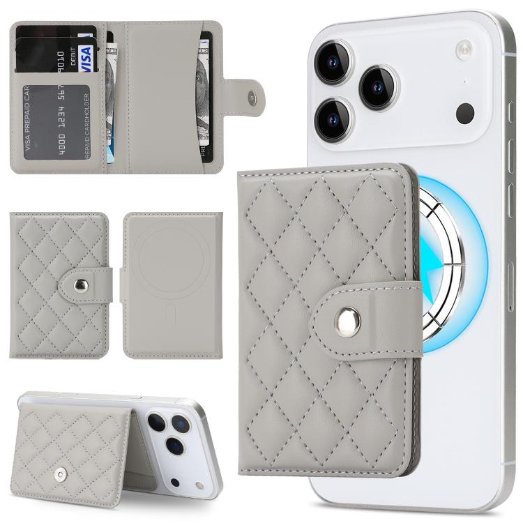 Pochette porte-cartes en cuir végétalien magnétique à motif losanges