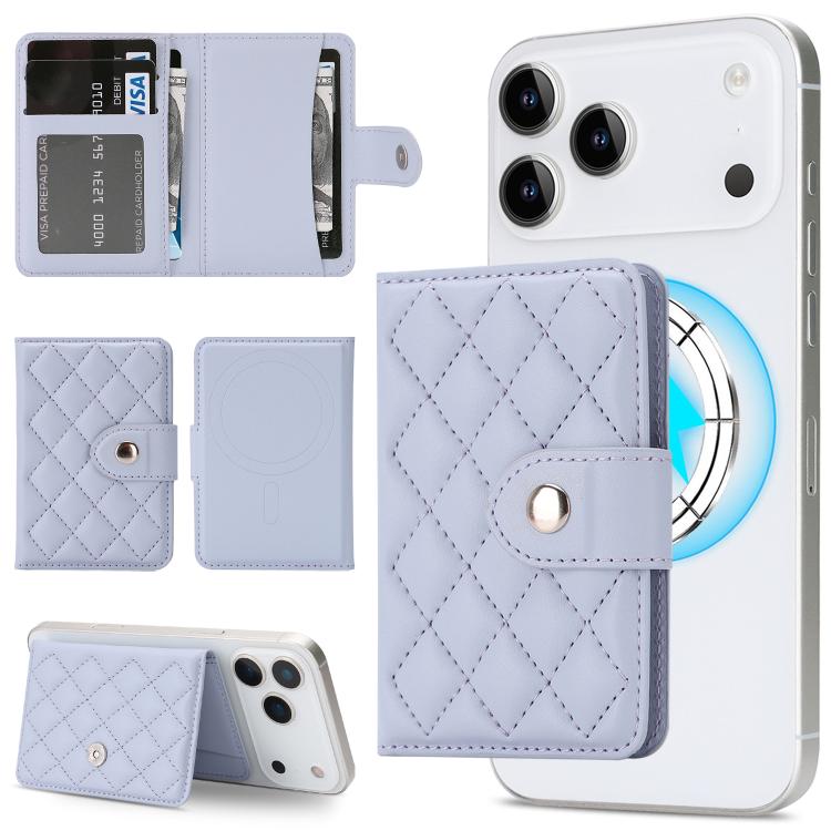 Pochette porte-cartes en cuir végétalien magnétique à motif losanges