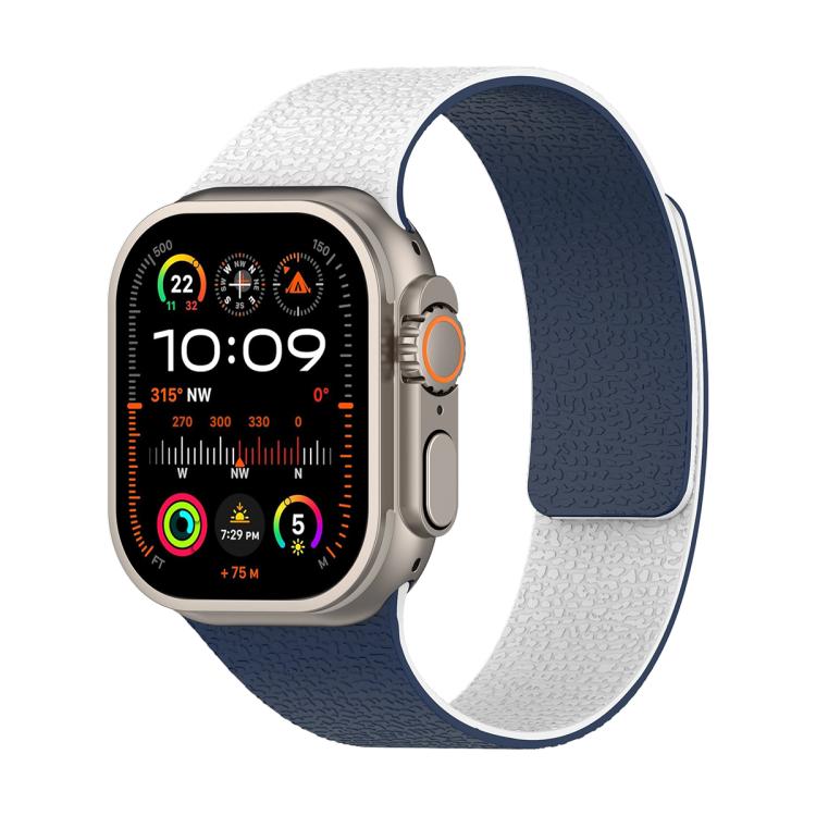 Bracelet de montre en silicone magnétique avec texture litchi et blocs de couleur, pour Apple Watch 46mm / 49mm / 45mm / 44mm, pour Apple Watch 42mm / 41mm / 40mm / 38mm
