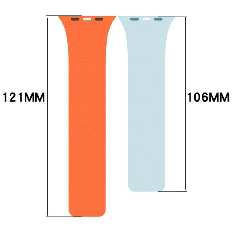 Bracelet de montre en silicone magnétique avec texture litchi et blocs de couleur, pour Apple Watch 46mm / 49mm / 45mm / 44mm, pour Apple Watch 42mm / 41mm / 40mm / 38mm
