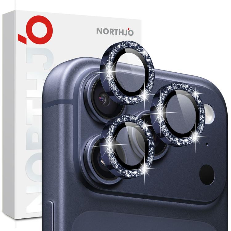 NORTHJO 1 ensemble de protection d'objectif d'appareil photo en métal pailleté, pour iPhone 17 Pro / 17 Pro Max