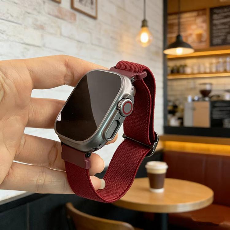 Bracelet de montre élastique en nylon à boucle ardillon à rayures diagonales, pour Apple Watch 46mm / 49mm / 45mm / 44mm, pour Apple Watch 42mm / 41mm / 40mm / 38mm