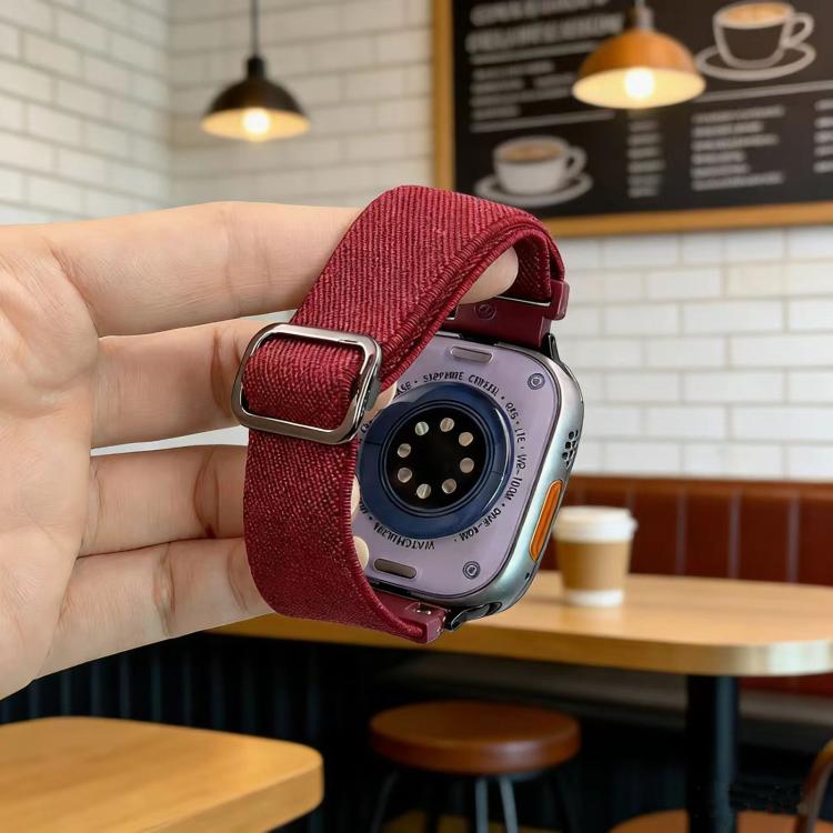 Bracelet de montre élastique en nylon à boucle ardillon à rayures diagonales, pour Apple Watch 46mm / 49mm / 45mm / 44mm, pour Apple Watch 42mm / 41mm / 40mm / 38mm