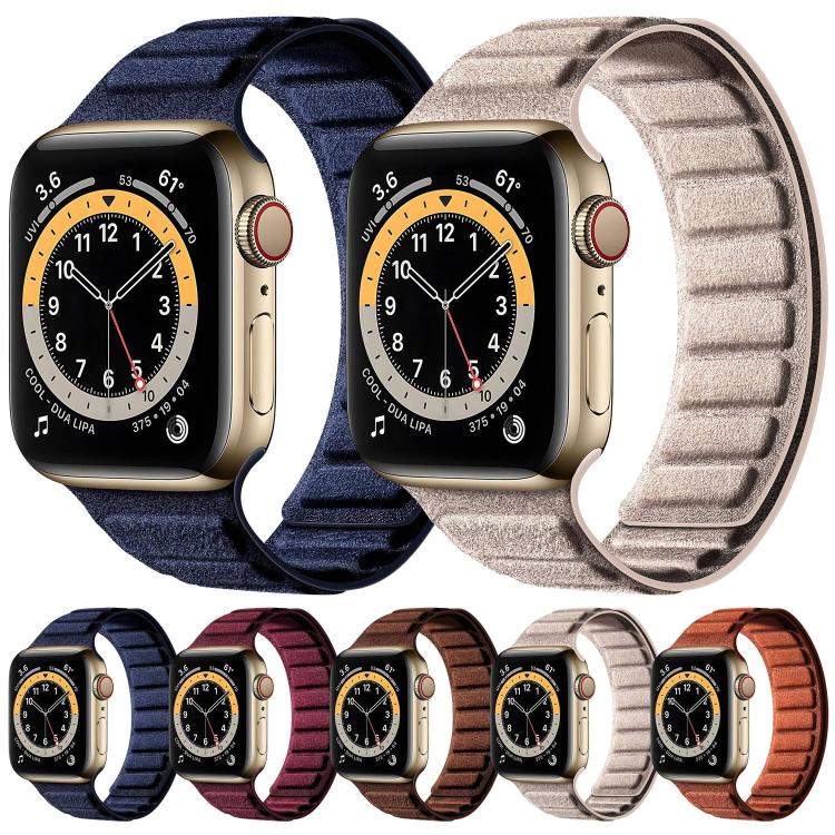 Bracelet de montre magnétique carré en suède, Pour Apple Watch 46mm / 49mm / 45mm / 44mm, Pour Apple Watch 42mm / 41mm / 40mm / 38mm