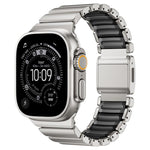 Bracelet de montre en silicone à perle unique avec boucle magnétique en acier inoxydable, pour Apple Watch 46mm / 49mm / 45mm / 44mm