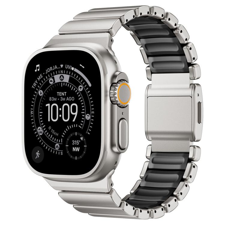 Bracelet de montre en silicone à perle unique avec boucle magnétique en acier inoxydable, pour Apple Watch 46mm / 49mm / 45mm / 44mm