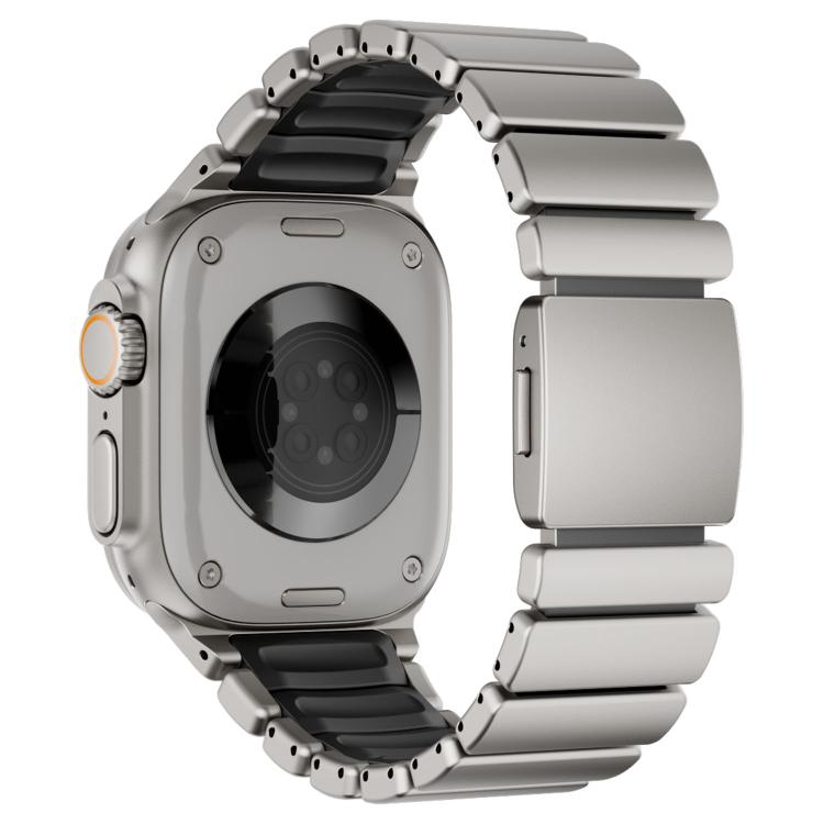 Bracelet de montre en silicone à perle unique avec boucle magnétique en acier inoxydable, pour Apple Watch 46mm / 49mm / 45mm / 44mm