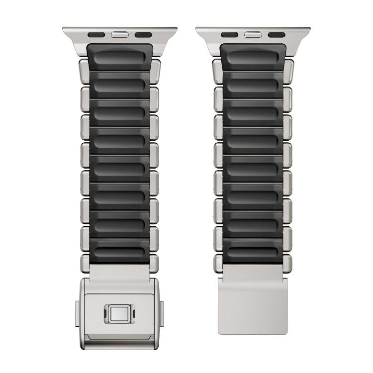 Bracelet de montre en silicone à perle unique avec boucle magnétique en acier inoxydable, pour Apple Watch 46mm / 49mm / 45mm / 44mm