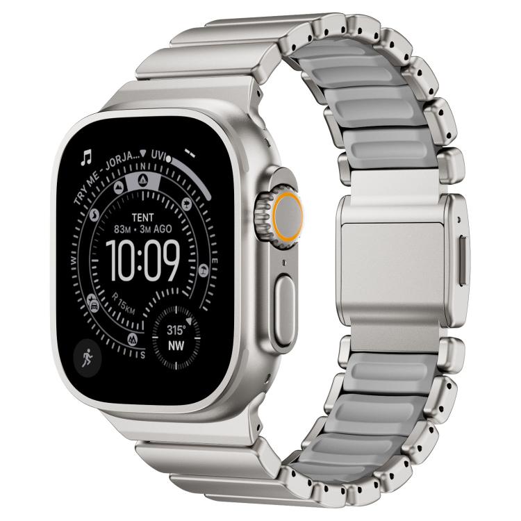 Bracelet de montre en silicone à perle unique avec boucle magnétique en acier inoxydable, pour Apple Watch 46mm / 49mm / 45mm / 44mm