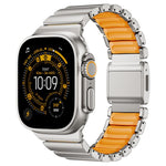 Bracelet de montre en silicone à perle unique avec boucle magnétique en acier inoxydable, pour Apple Watch 46mm / 49mm / 45mm / 44mm