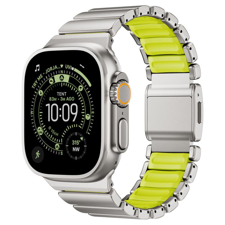 Bracelet de montre en silicone à perle unique avec boucle magnétique en acier inoxydable, pour Apple Watch 46mm / 49mm / 45mm / 44mm