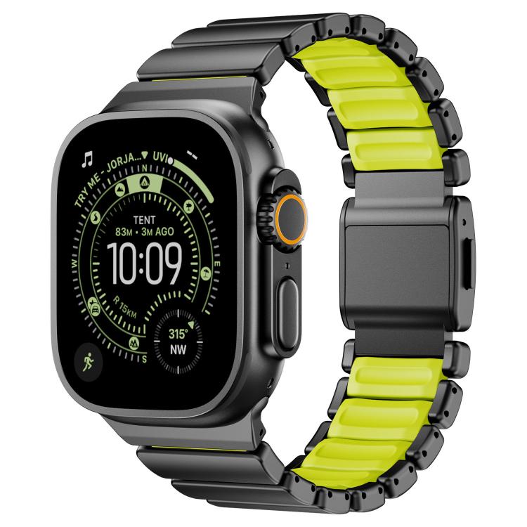 Bracelet de montre en silicone à perle unique avec boucle magnétique en acier inoxydable, pour Apple Watch 46mm / 49mm / 45mm / 44mm