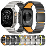 Bracelet de montre en silicone à perle unique avec boucle magnétique en acier inoxydable, pour Apple Watch 46mm / 49mm / 45mm / 44mm