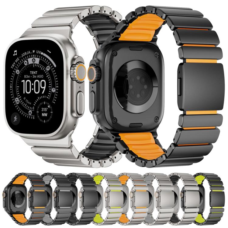Bracelet de montre en silicone à perle unique avec boucle magnétique en acier inoxydable, pour Apple Watch 46mm / 49mm / 45mm / 44mm