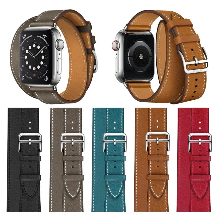 Bracelet universel en cuir à double boucle 42 mm pour Apple Watch 3 / 2 / 1re génération