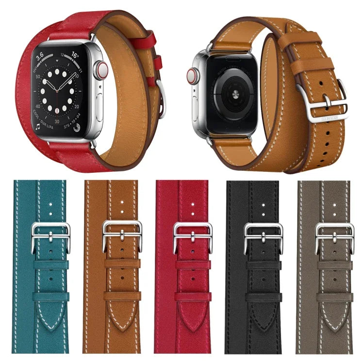 Bracelet universel en cuir à double boucle 38 mm pour Apple Watch 3 / 2 / 1re génération