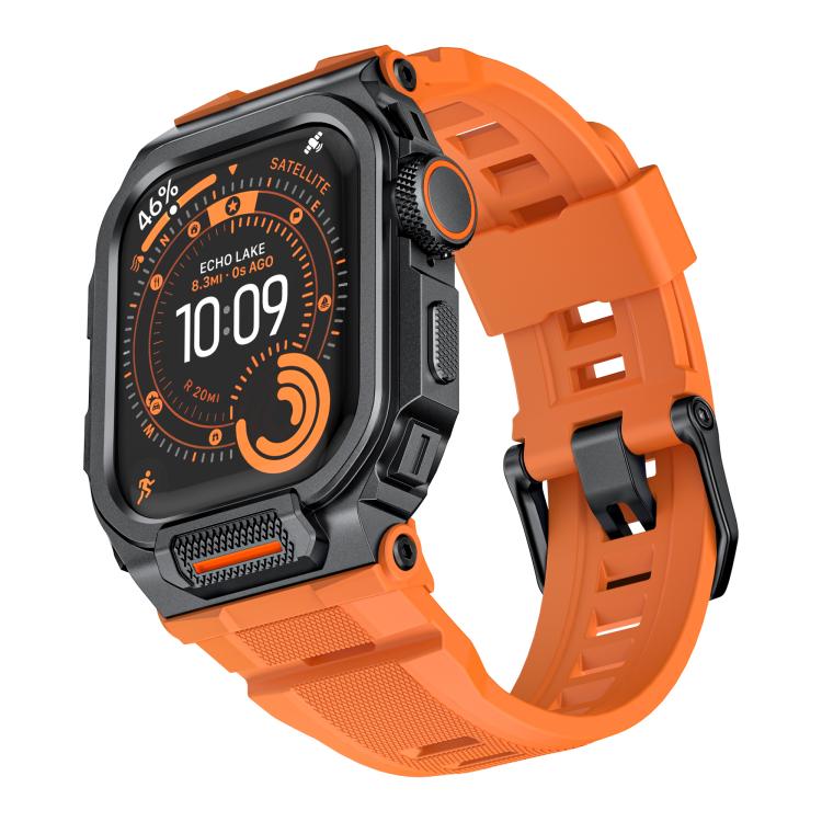 Bracelet de montre en silicone intégré avec couvercle en alliage de zinc vibrant, pour Apple Watch Series 11 / 10 46 mm